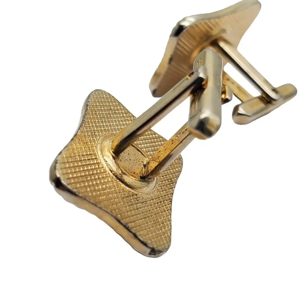 Hickok Cufflinks Monte Carlo Gold Flakes Retro Black MCM Vtg 1970s Classic Mens